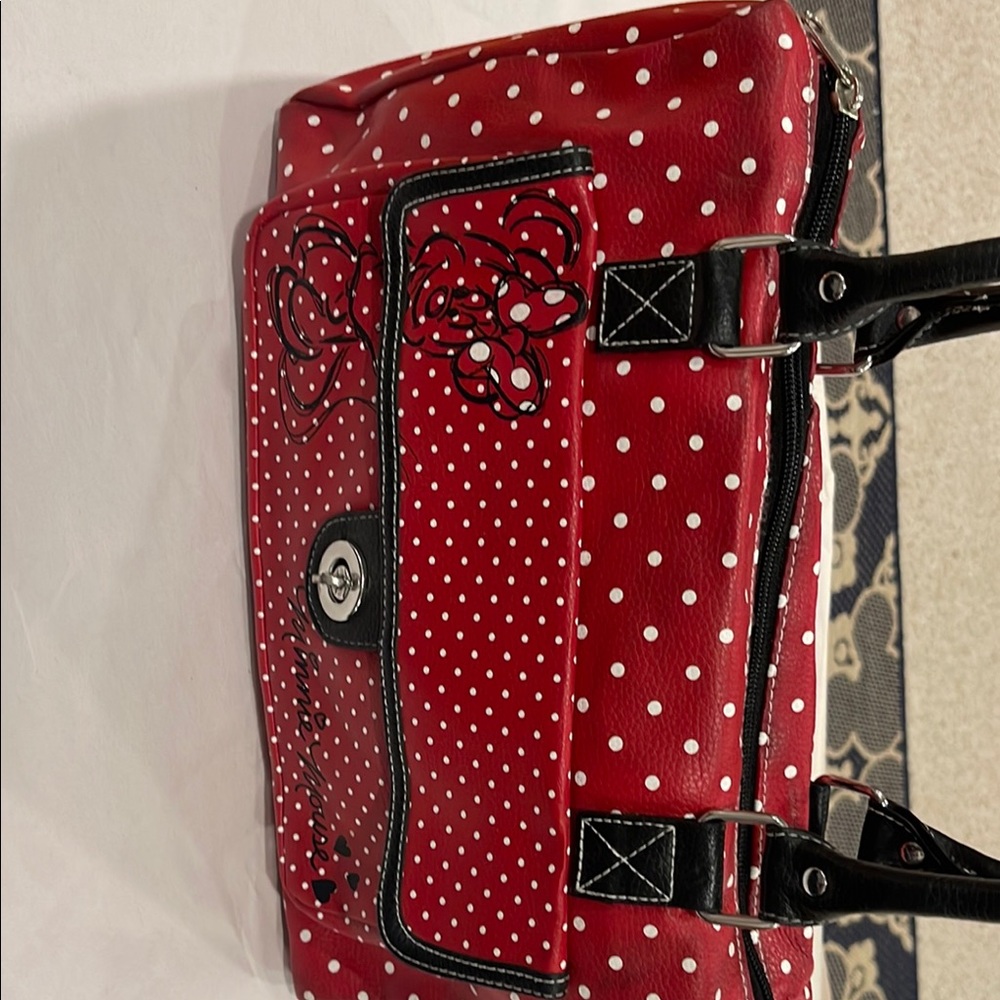 Disney Red and Black Shoulder Bag with Polka Dots